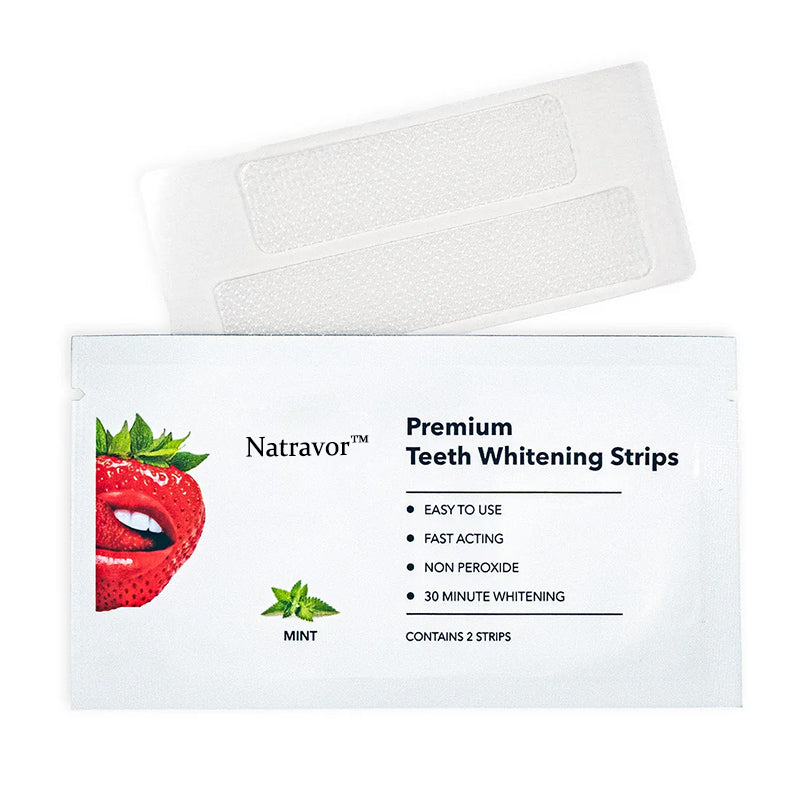Natravor™ Teeth Whitening Strips, Non-peroxide, Fluoride Free & Vegan, 28 Strips (14-day Treatment)