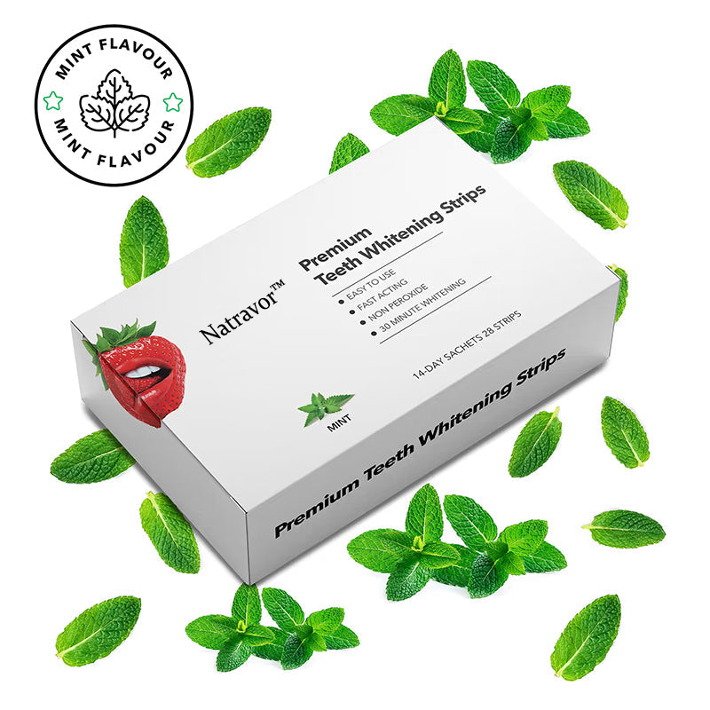 Natravor™ Teeth Whitening Strips, Non-peroxide, Fluoride Free & Vegan, 28 Strips (14-day Treatment)