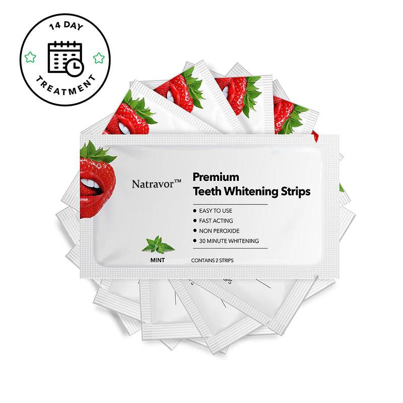 Natravor™ Teeth Whitening Strips, Non-peroxide, Fluoride Free & Vegan, 28 Strips (14-day Treatment)