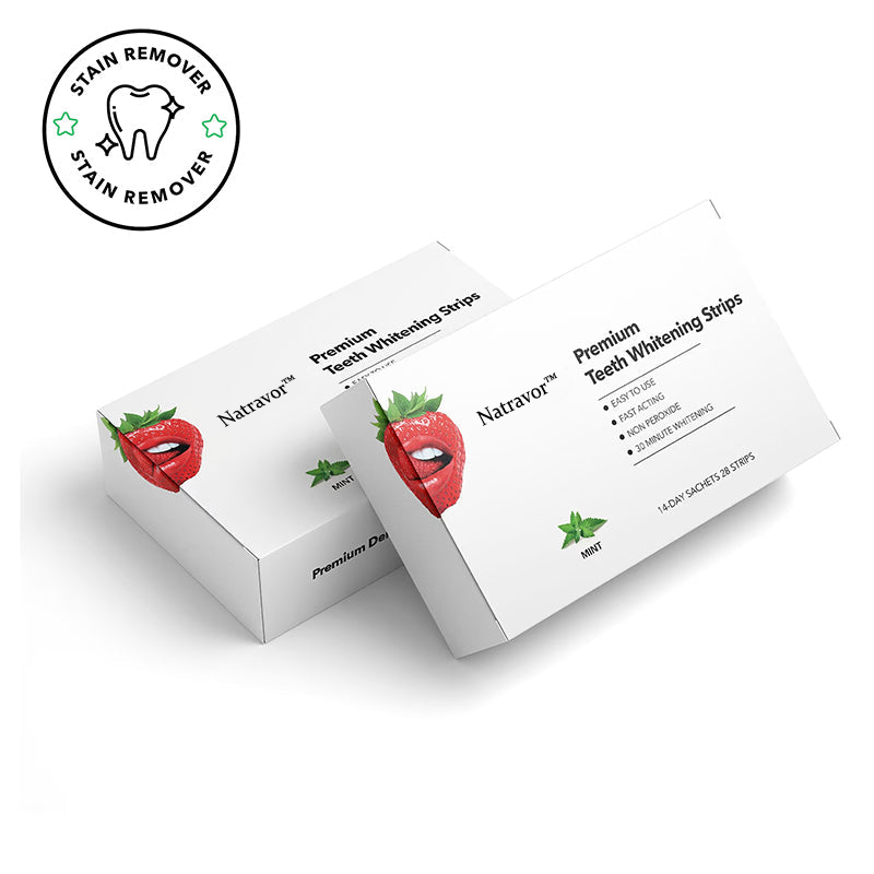 Natravor™ Teeth Whitening Strips, Non-peroxide, Fluoride Free & Vegan, 28 Strips (14-day Treatment)
