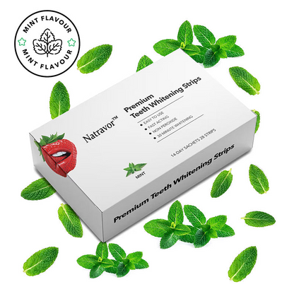 Natravor™ Teeth Whitening Strips, Non-peroxide, Fluoride Free & Vegan,  28 Strips (14-day Treatment)