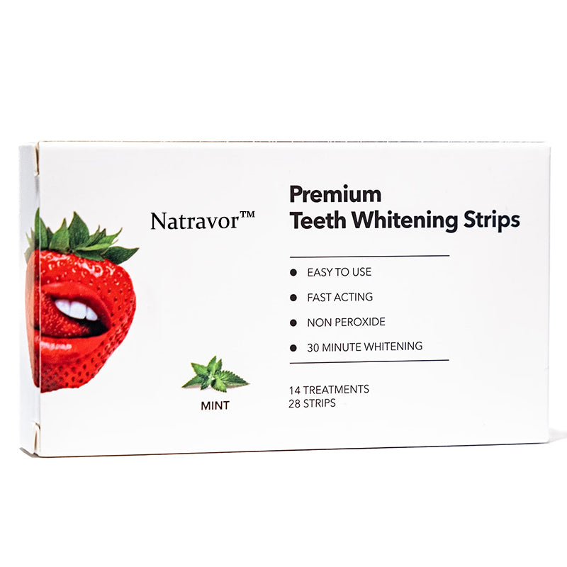 Natravor™ Teeth Whitening Strips, Non-peroxide, Fluoride Free & Vegan,  28 Strips (14-day Treatment)