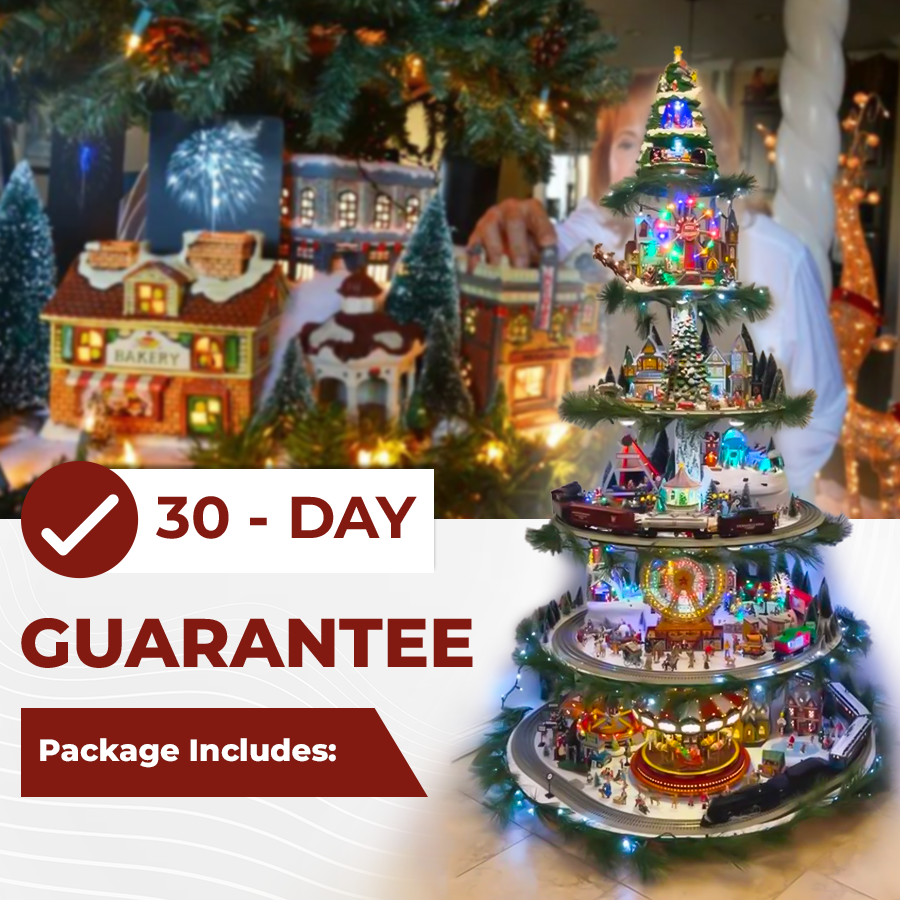 🔥Last Day 50% OFF🔥 Christmas Tree Village Scene – Animated Train