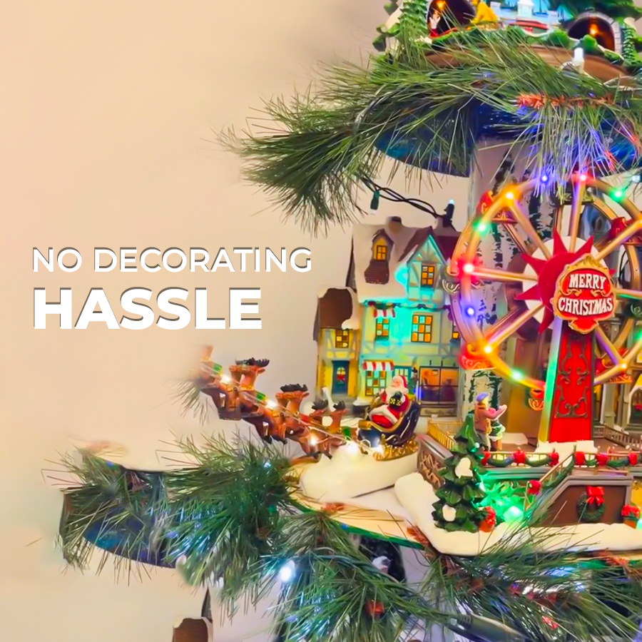 🔥Last Day 50% OFF🔥 Christmas Tree Village Scene – Animated Train